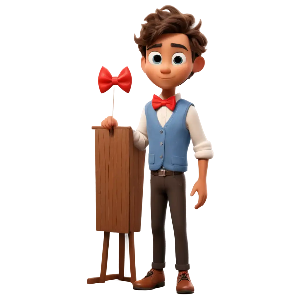 13YearOld-Brown-Boy-in-Disney-Pixar-Style-PNG-Image-Shy-Pose-and-Plaid-Vest