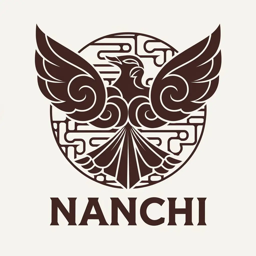 a vector logo design,with the text "nanchi", main symbol:Bird, mythical bird, ancient, simple, auspicious clouds,Moderate,clear background