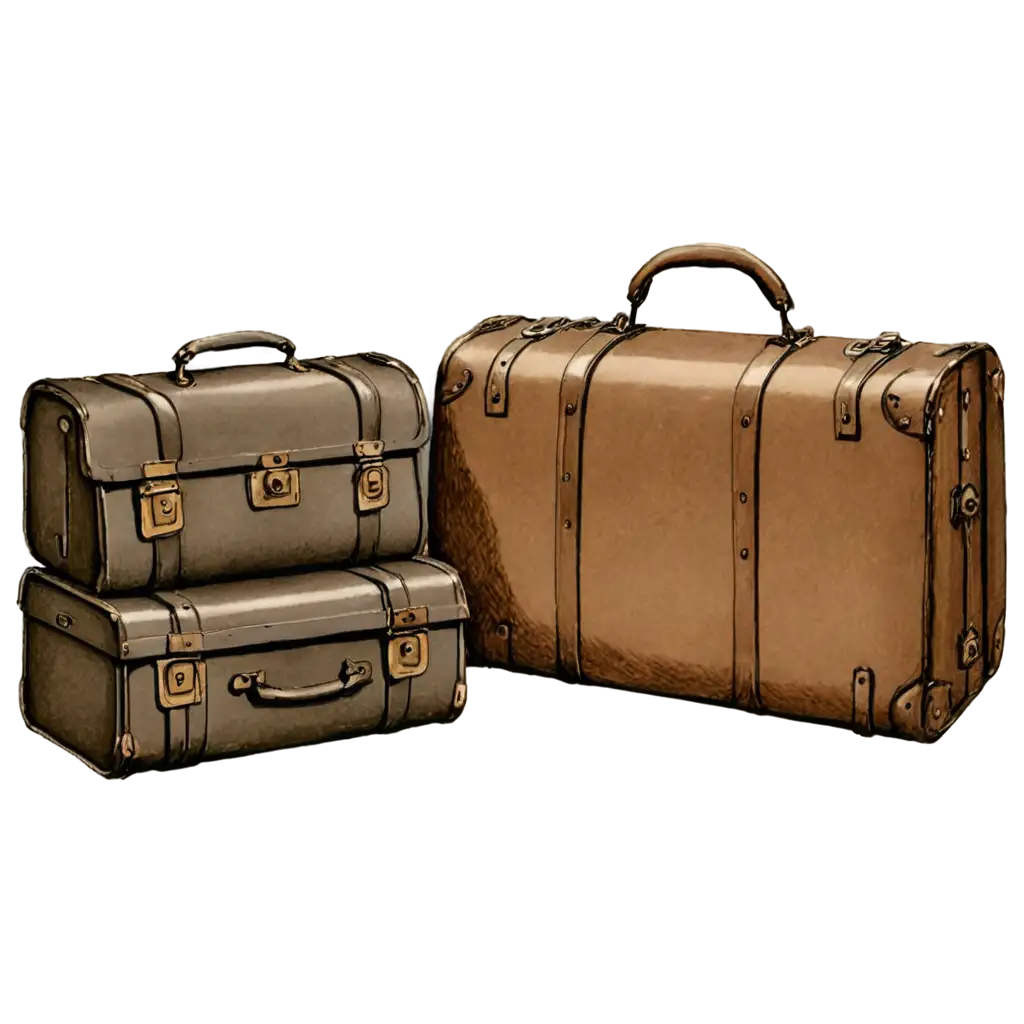 SepiaToned-Victorian-Suitcases-PNG-Illustration-Timeless-Elegance-in-HighQuality-Format