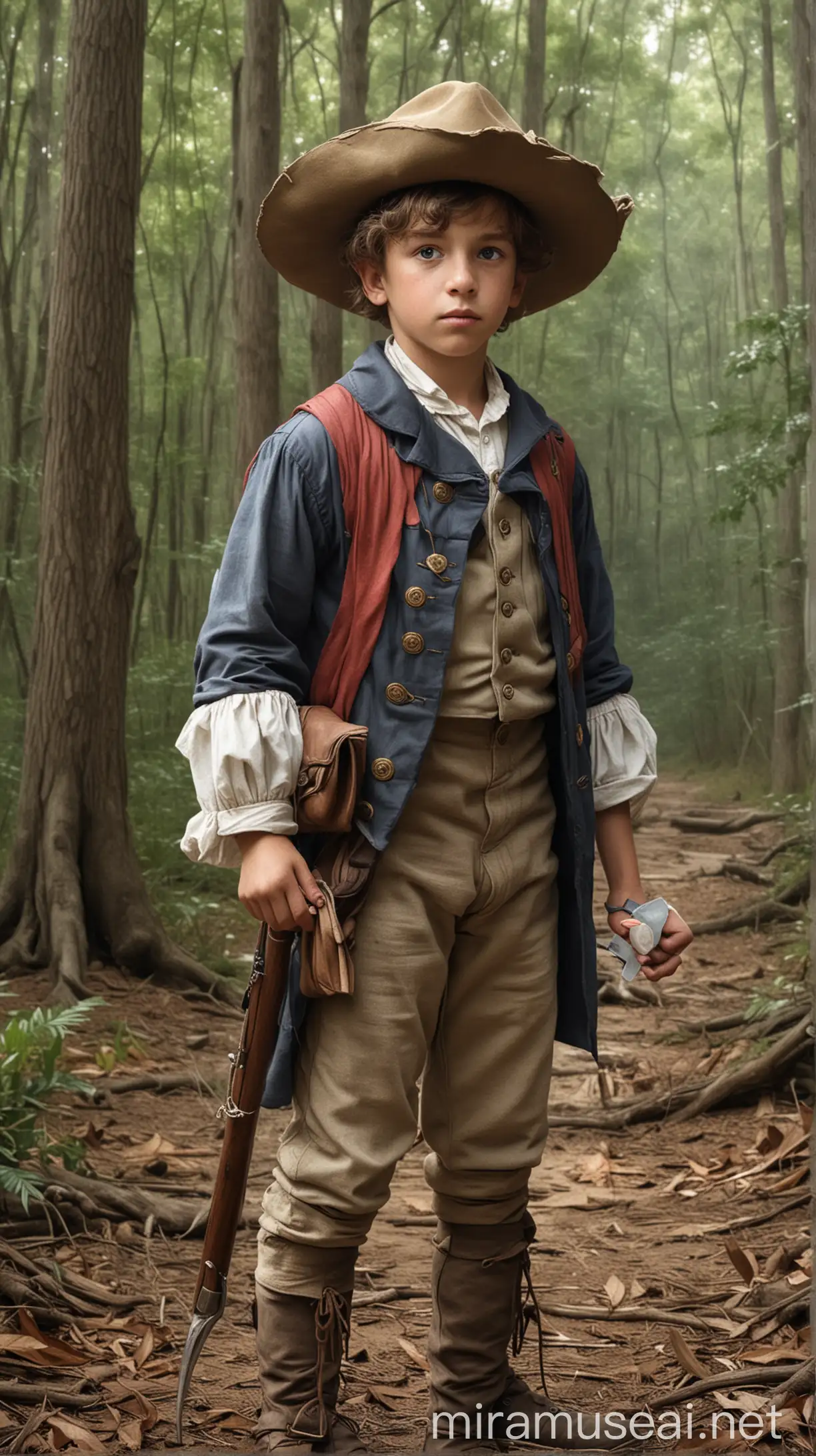 Young Francis Marion Growing Up in South Carolina Hyper Realistic Illustration