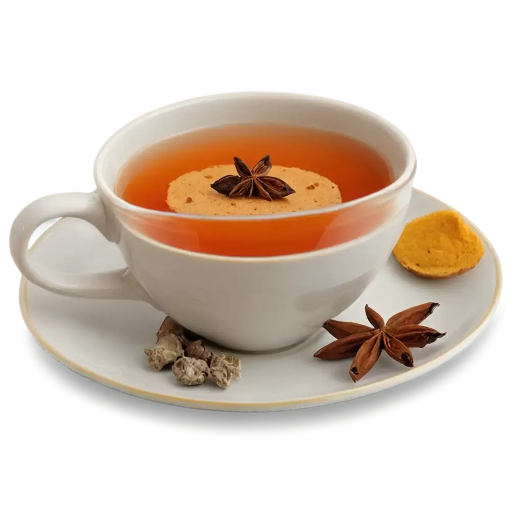 A-Cup-of-Tea-with-Saucer-and-Spices-PNG-Image-Perfect-for-Digital-Design-and-More