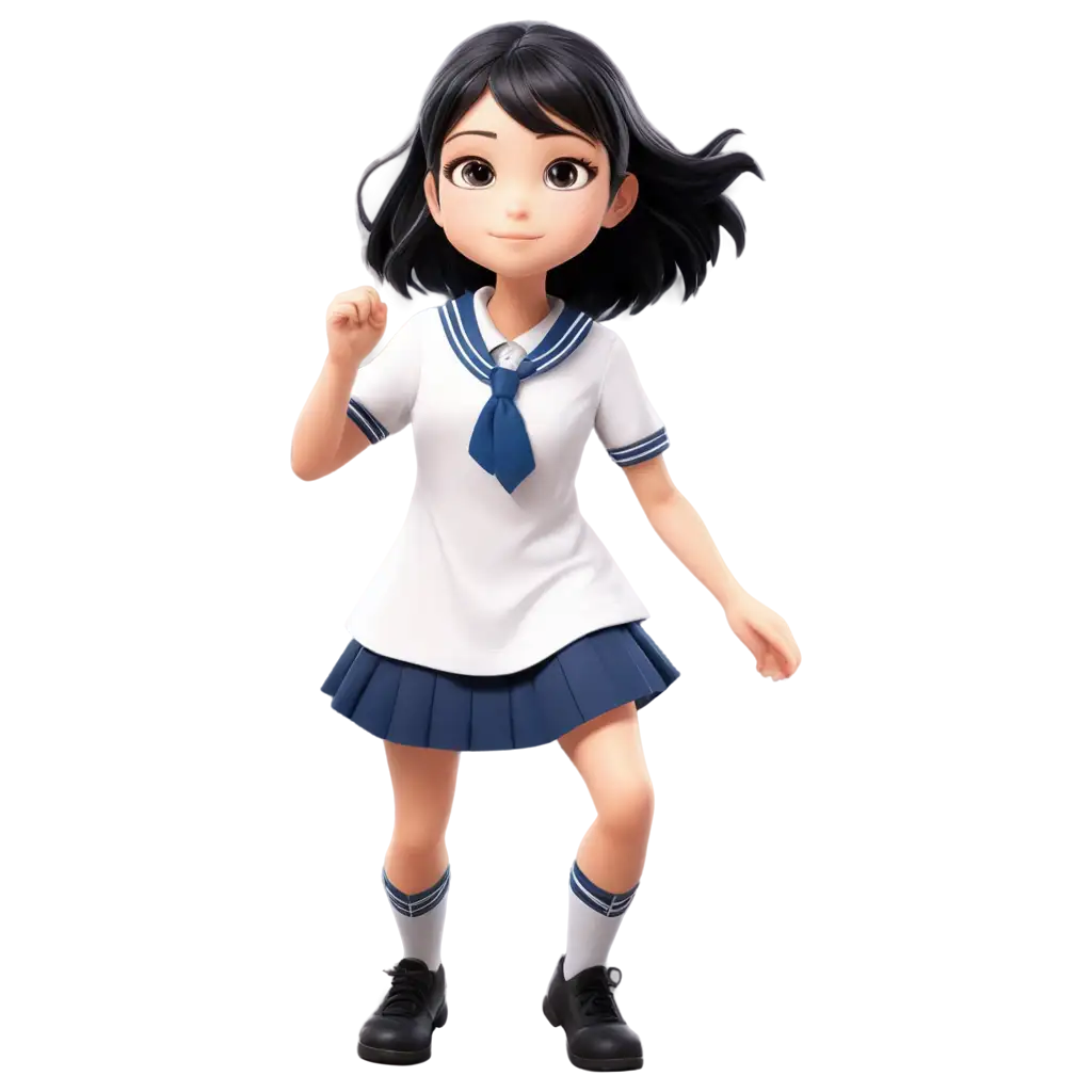 Cute-Animated-Character-PNG-BlackHaired-Blushing-School-Uniform-Design