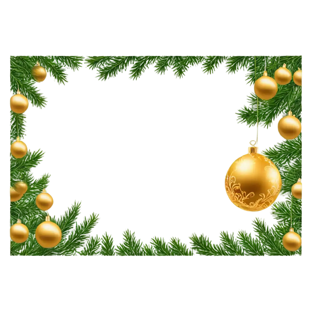 Fir-Tree-Branches-Firebird-and-Golden-Balls-PNG-Image-for-New-Year-Celebrations-HighQuality-Transparent-Design