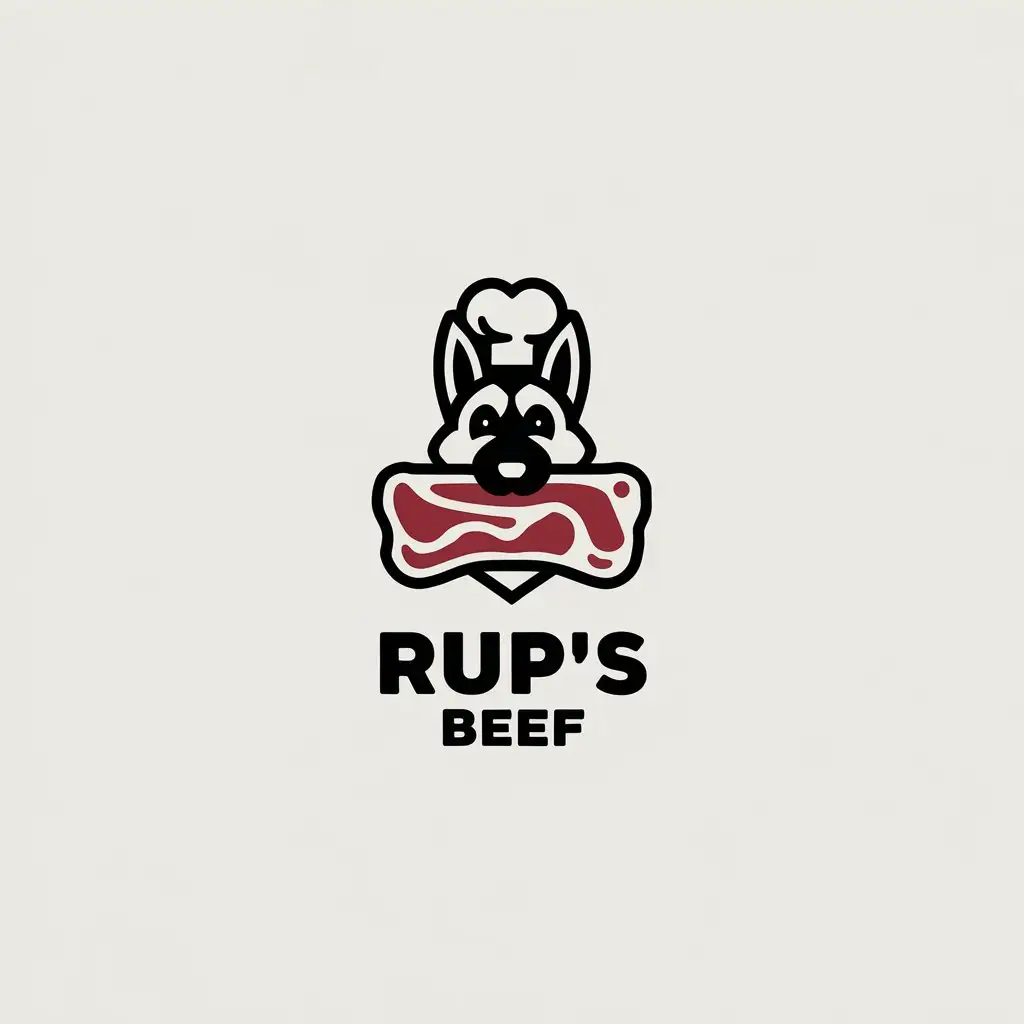 LOGO Design for Rups Beef Minimalistic Vector with German Shepherd and Chef Theme