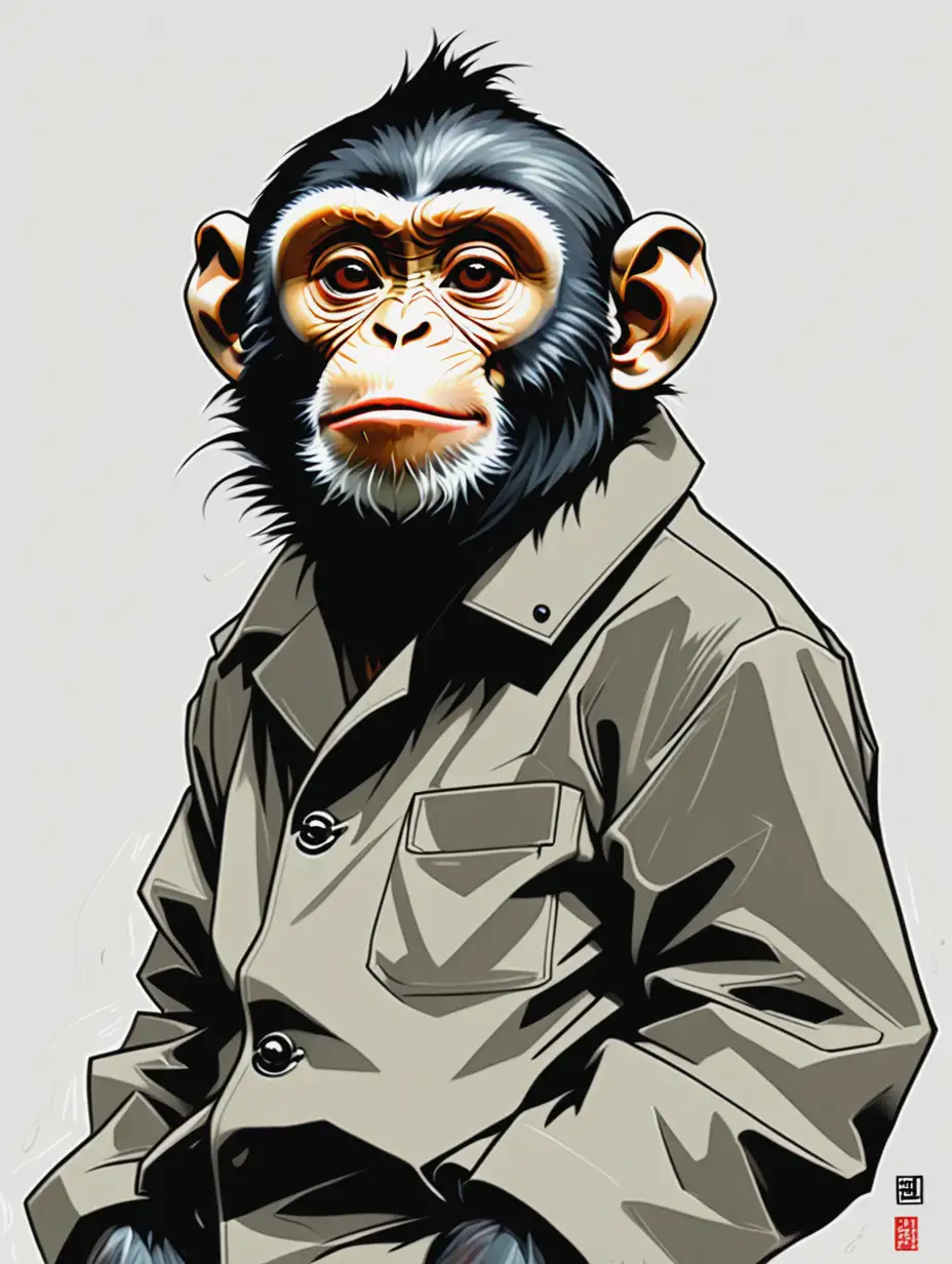 Monkey in Kim Jung Gi Illustration Style