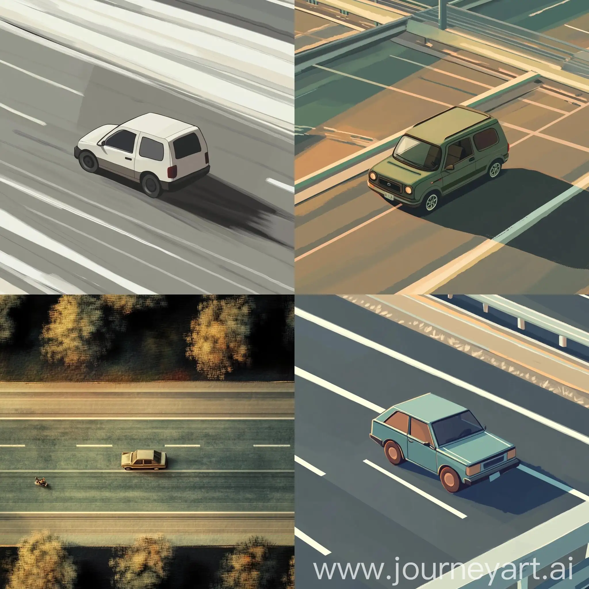 Small-Car-Driving-on-Highway-in-2D-Illustration