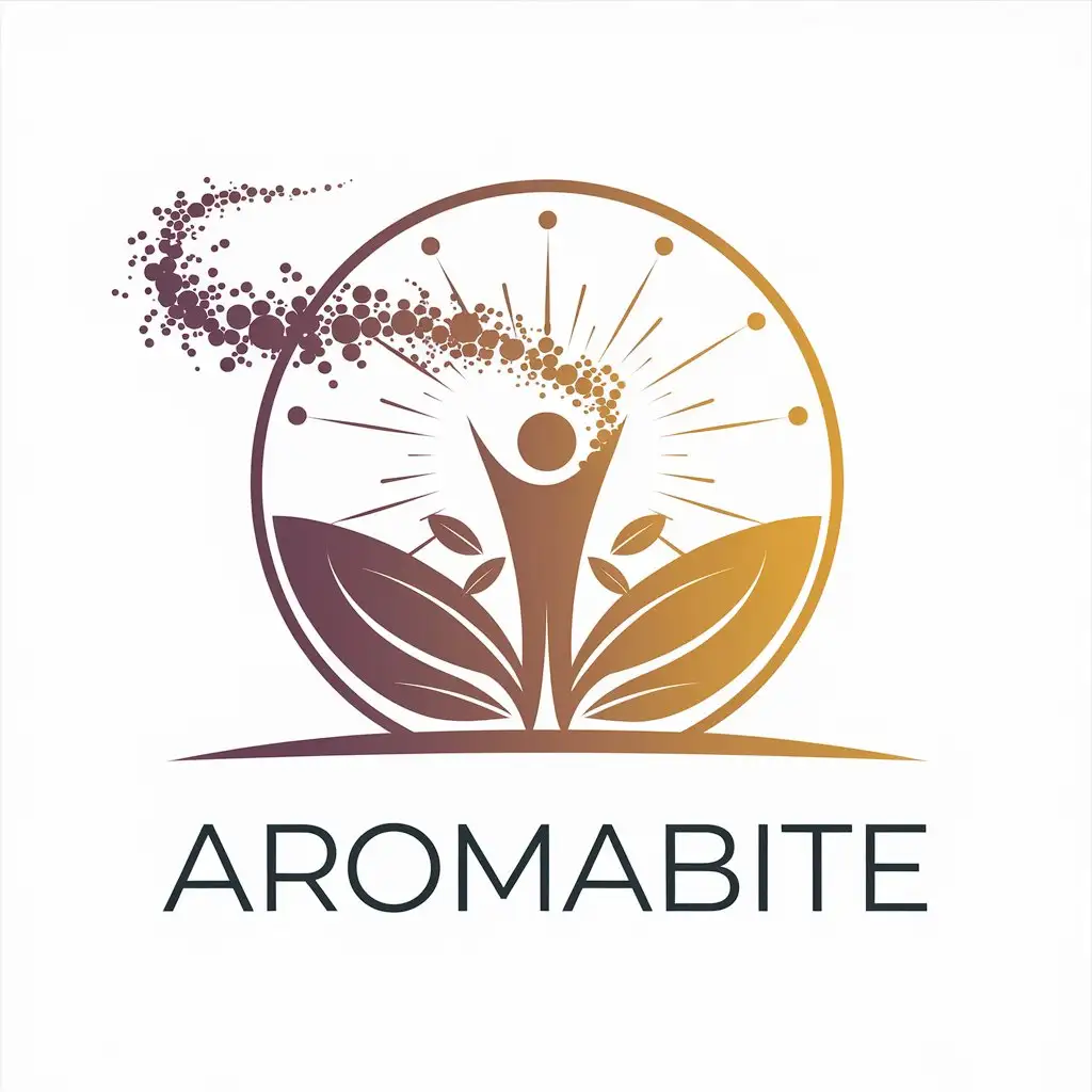 LOGO Design for AromaBite Vector Design Featuring Flow of Particles and Plants for the Medical Dental Industry