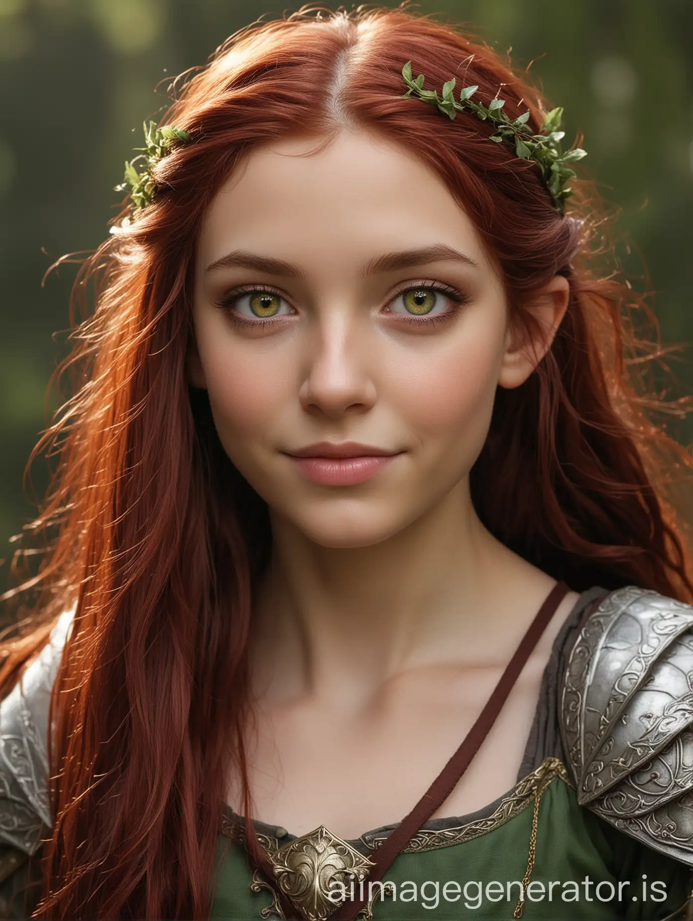 Young-HalfElf-Woman-with-Dark-Red-Hair-and-Green-Gold-Eyes