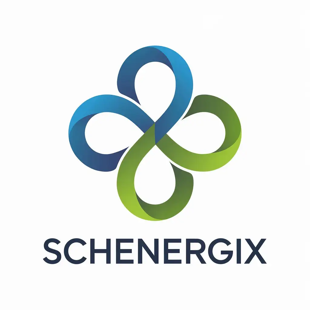 LOGO Design for Schenergix Blue Green Synergy Symbol with Modern Style and Clear Background