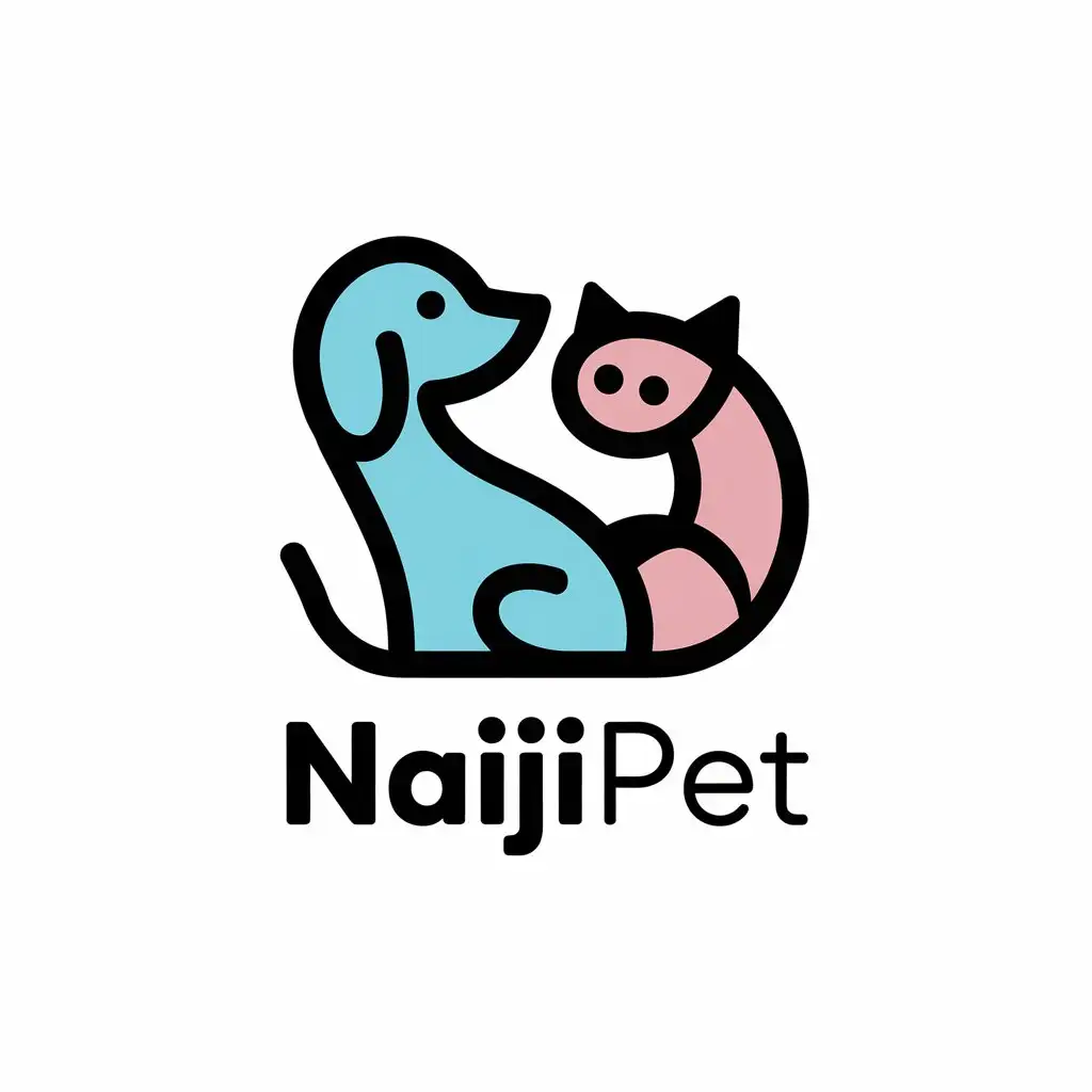 LOGO Design for Naji Pet Baby Blue Baby Pink with Abstract Dog and Cat Symbols