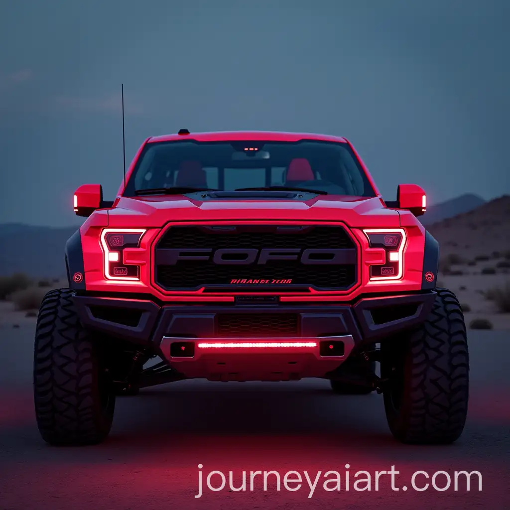 Stylish-Pickup-Truck-Front-with-RhinoInspired-Bumper-and-Neon-Lights
