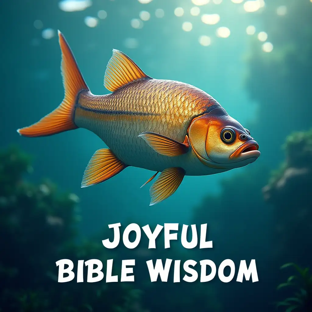 a beautiful fish in the water and words 'Joyful Bible Wisdom' seen in the image