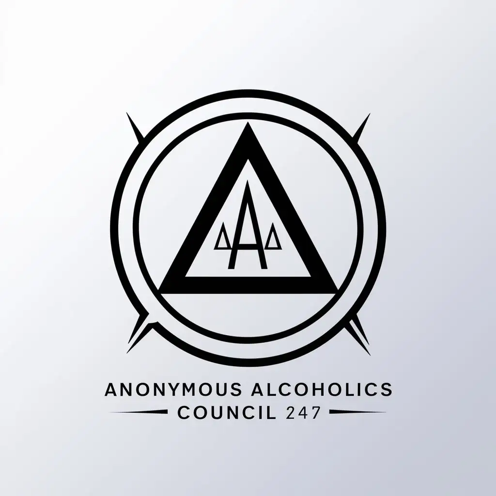 LOGO-Design-for-Group-of-Anonymous-Alcoholics-Council-247-Triangle-in-Circle-with-AA-Letters