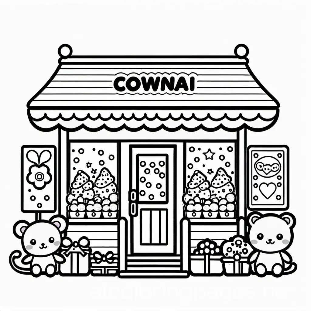 Kawaii-Toys-Shop-Coloring-Page-in-Black-and-White