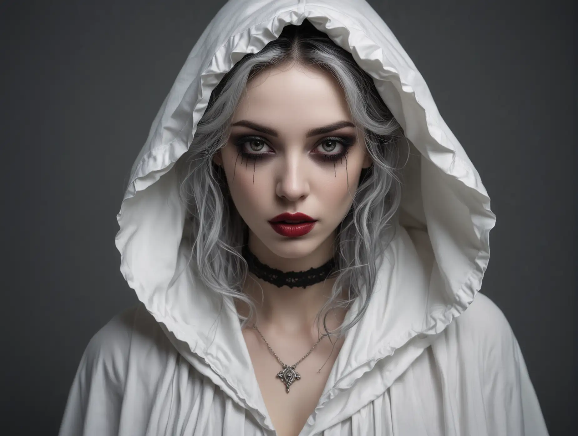 Gothic-Fantasy-Vampire-Woman-in-White-Hooded-Cloak