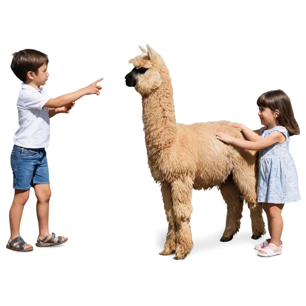 Children-Interacting-With-Llama-PNG-Image-Joyful-Encounters-with-Adorable-Animals