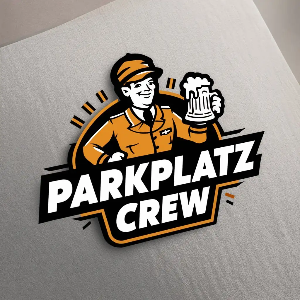 Friends-Enjoying-Beer-in-the-Parking-Lot-Crew-Logo-Design