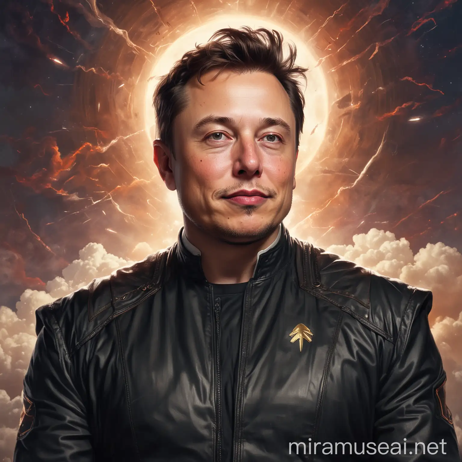 Saint Elon Musk in Futuristic Robes