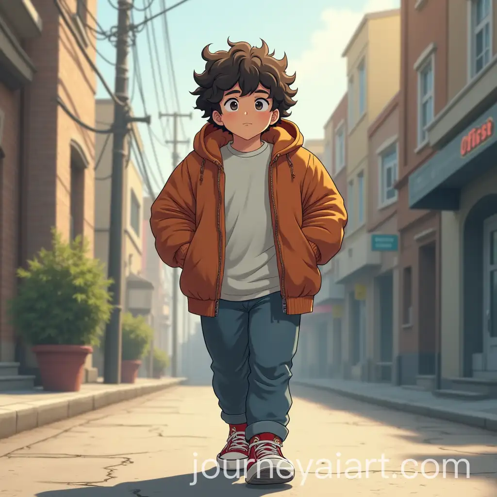 CurlyHaired-Teenage-Boy-Walking-Down-the-Street-in-Realistic-Anime-Style