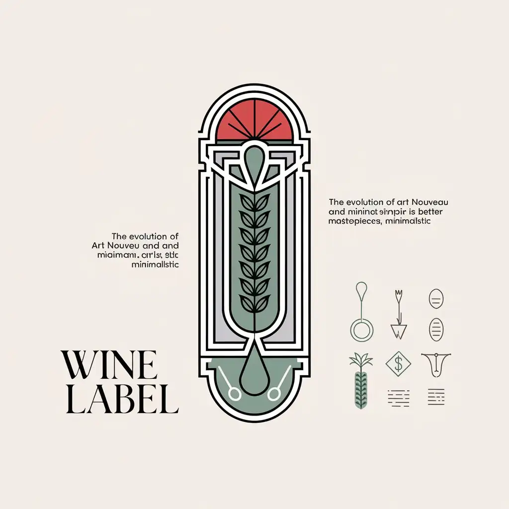 LOGO Design for Art Nouveau Wine Label Minimalist Lines Barley Icon Modern Border