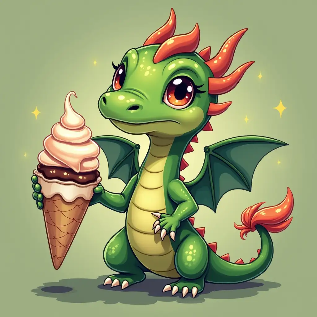 Green-Dragonling-Enjoying-an-Ice-Cream-Cone