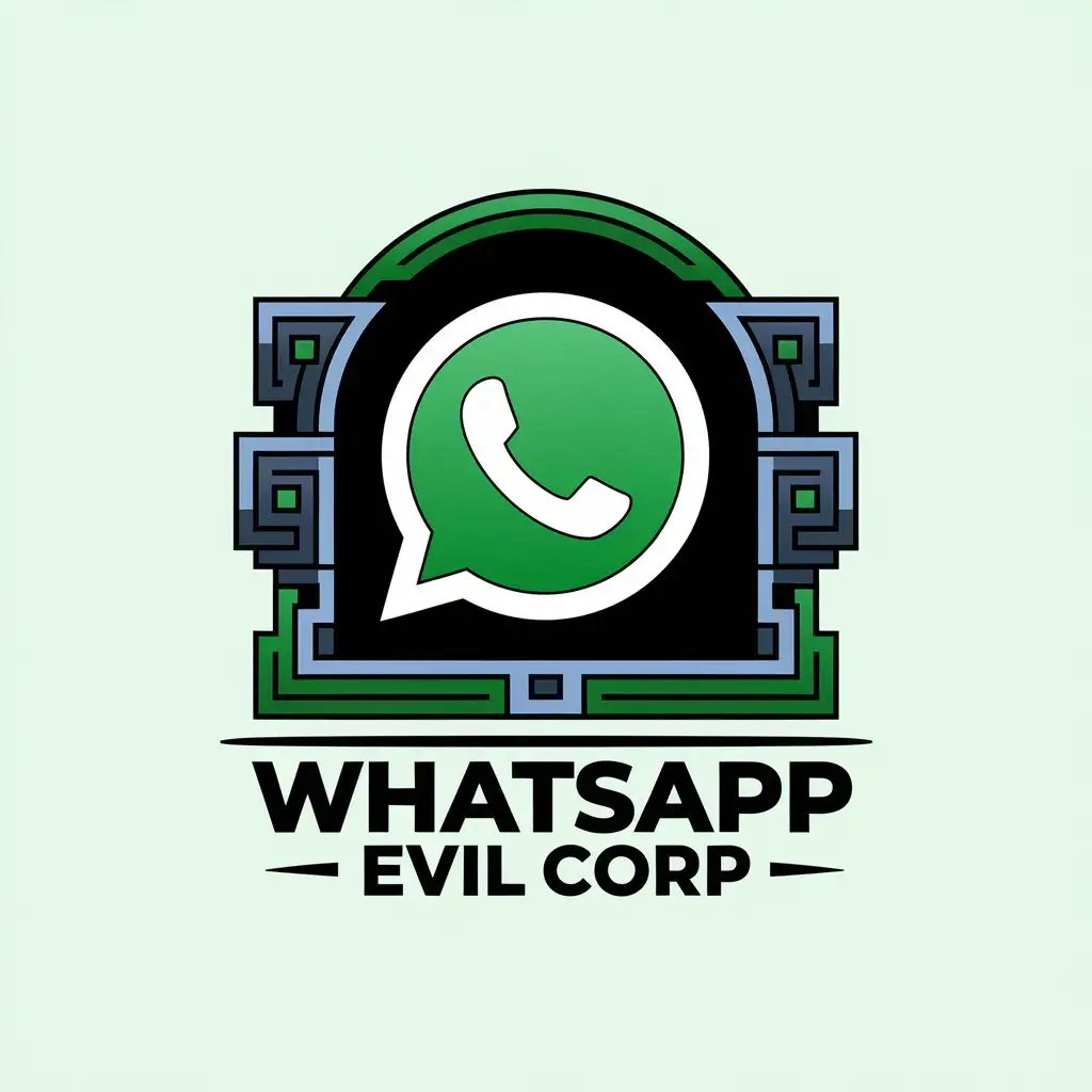 a vector logo design,with the text "whatsapp , hacking , evil corp", main symbol:Whatsapp,Moderate,be used in Internet industry,clear background