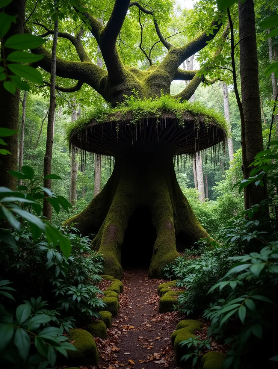 epiphytic tree in tropical rainforest