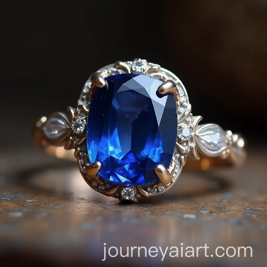Elegant-Antique-Roman-Ladies-Ring-with-Sapphire-Cushion-Cut-Gemstone