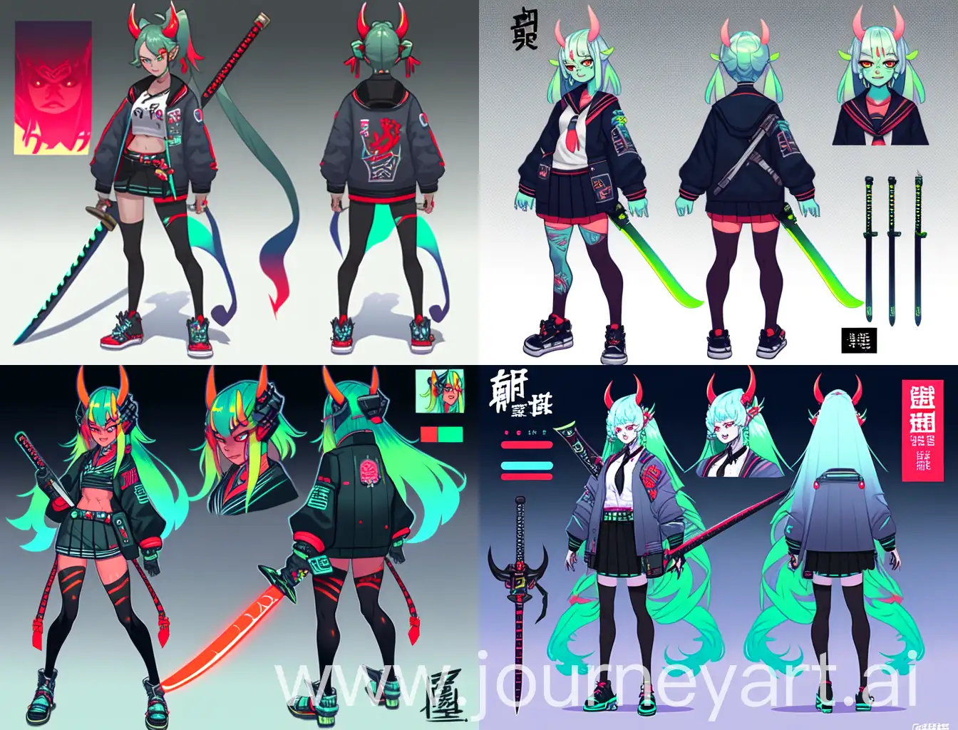 Cyberpunk-Oni-Teenage-Girl-with-Magical-Odachi-Sword