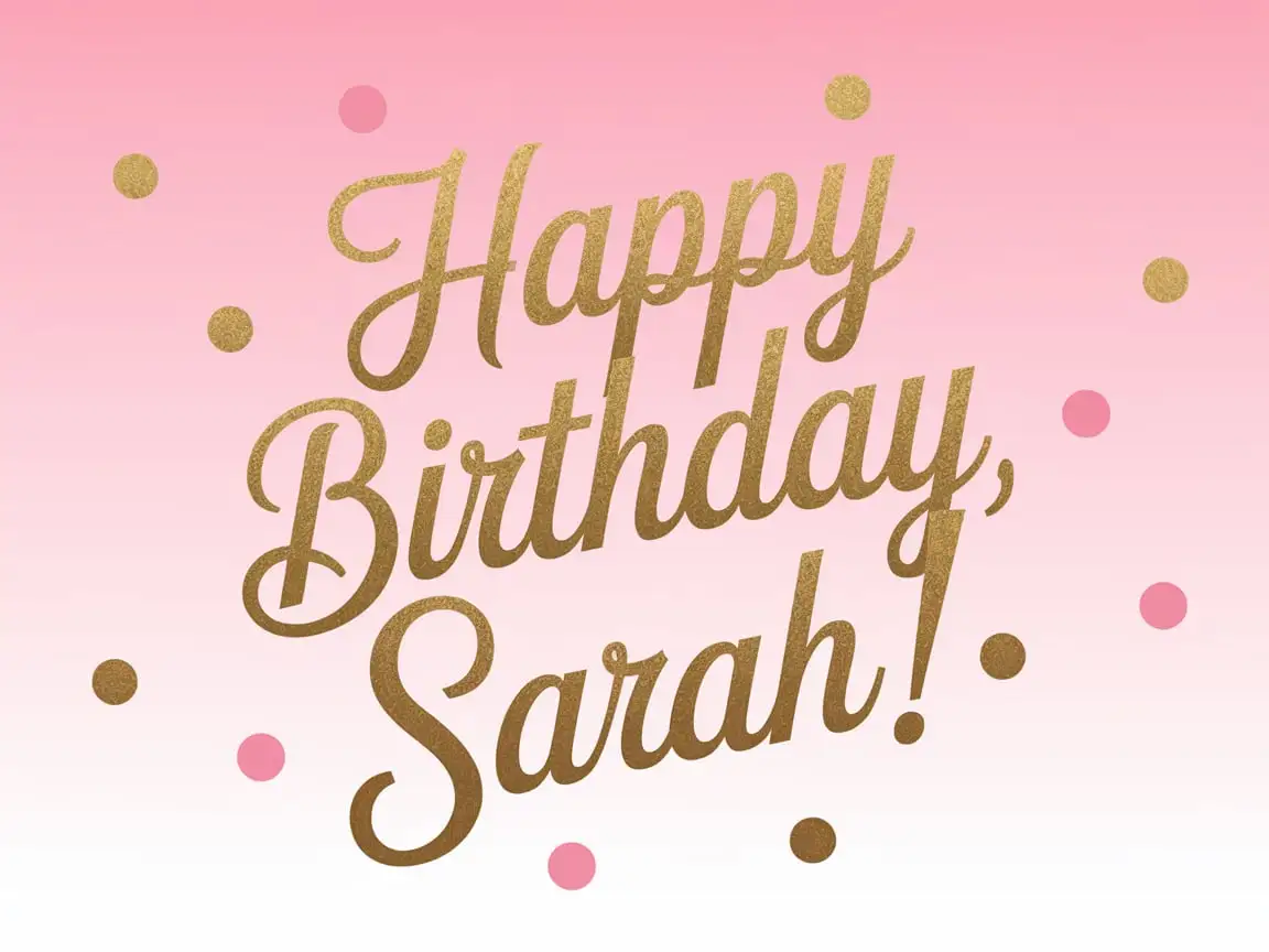 Sleek Modern Birthday Card for Sarah with Gold and Pink Tones