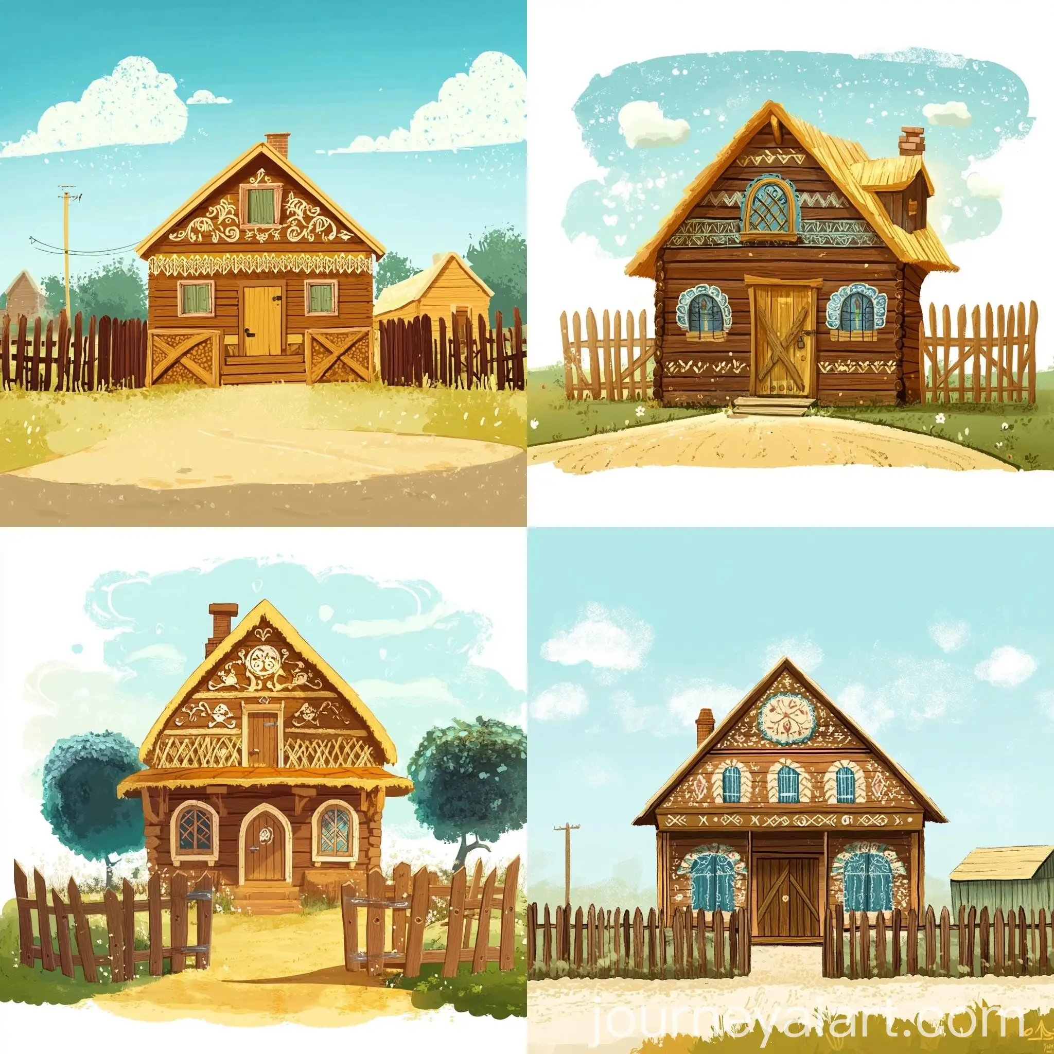 Tatar-House-with-Ornamental-Wooden-Fence-and-Gate
