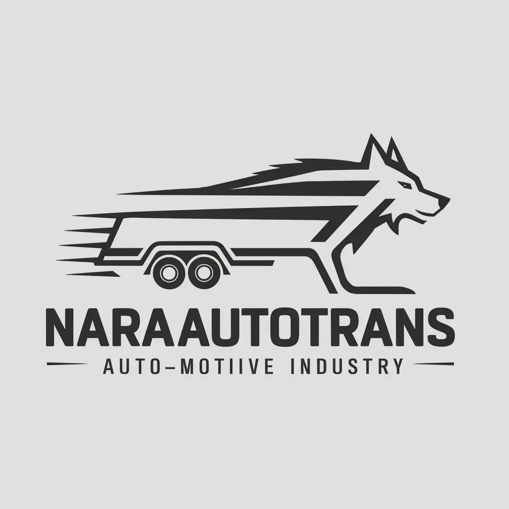 a logo design,with the text "NaraAutotrans", main symbol:Wolf and trailer,complex,be used in Automotive industry,clear background