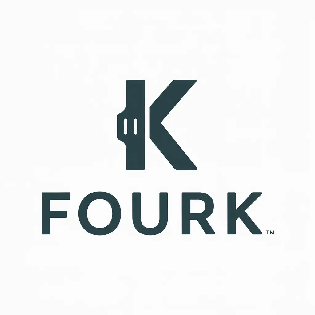 a vector logo design,with the text "FourK", main symbol:Letter K in the shape of a fork,Moderate,clear background