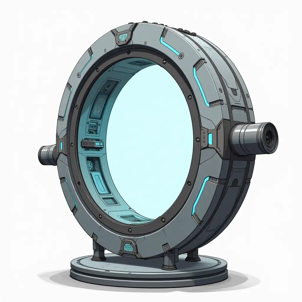 Futuristic-Circular-PortalOpening-Machine-with-Metallic-Grays-and-Blue-Highlights