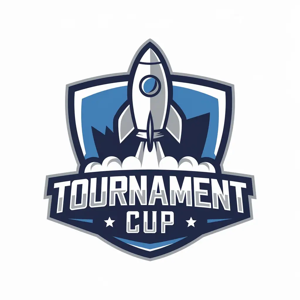 a vector logo design,with the text "tournament cup", main symbol:Breakthrough, innovate, cooperate, young, vigorous, orderly, continuous and complete, rocket, tools,Moderate,be used in Technology industry,clear background