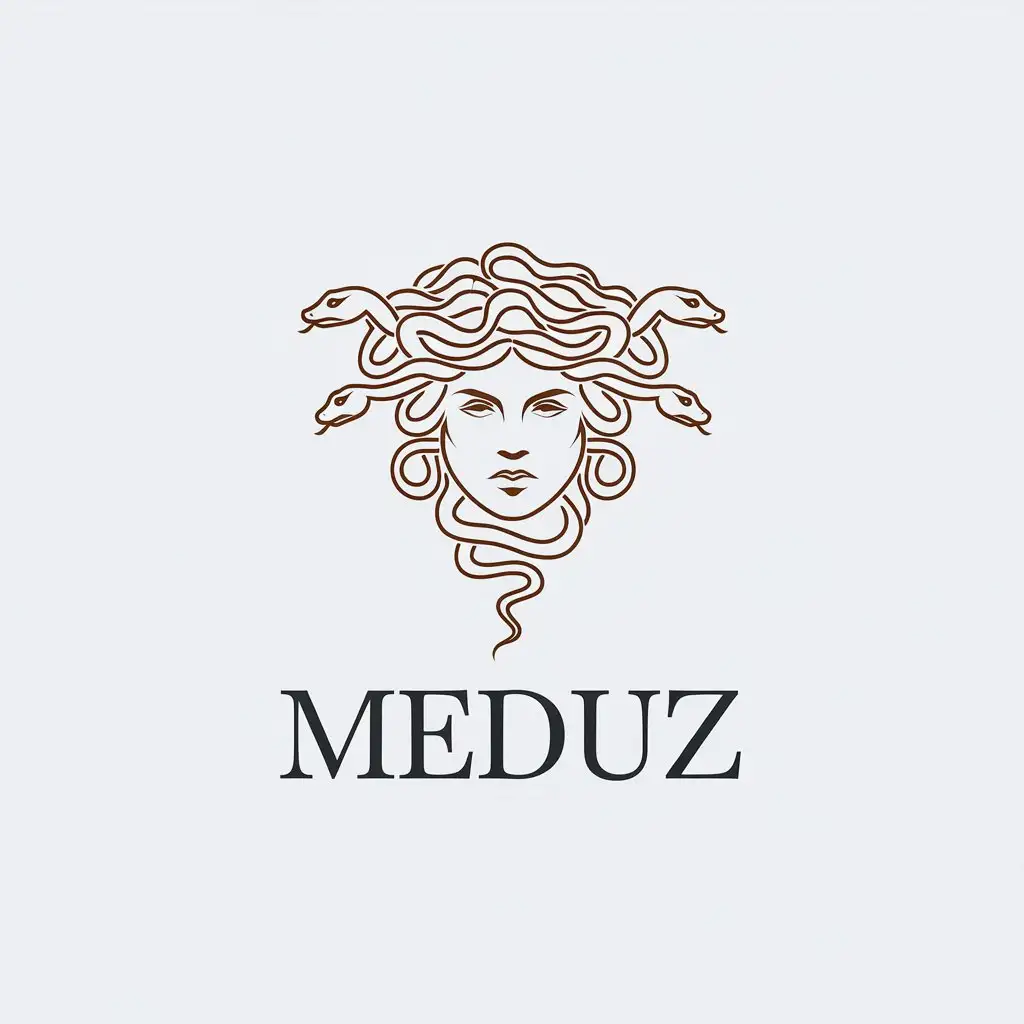 a vector logo design,with the text "Meduz", main symbol:Medusa,Minimalistic,be used in Beauty Spa industry,clear background