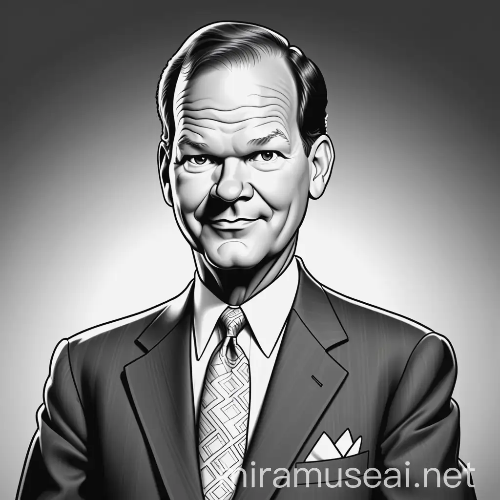 Cartoon of Paul Tudor Jones in Black and White