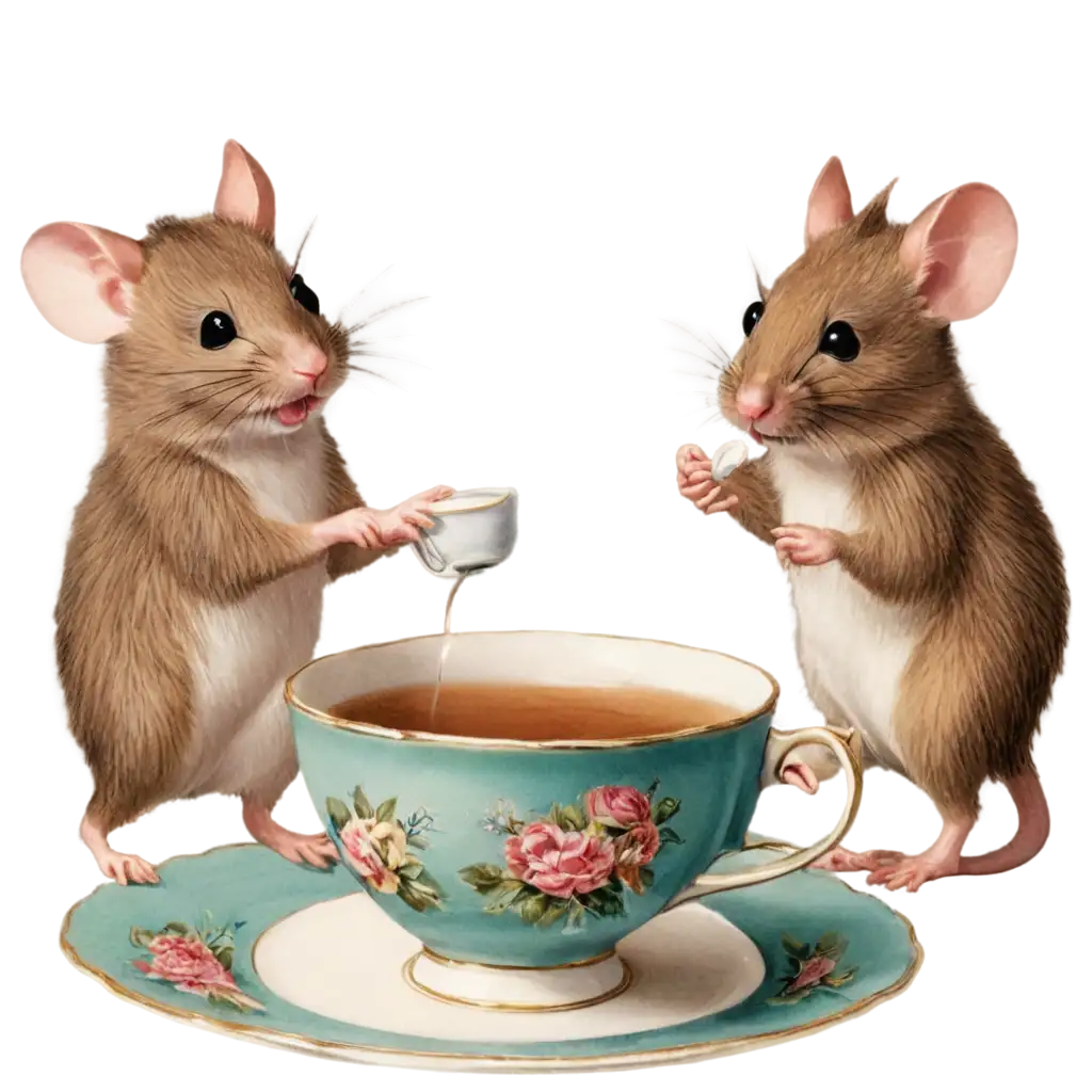 Charming-Mice-Enjoying-Tea-in-Vintage-Cups-HighQuality-PNG-Image