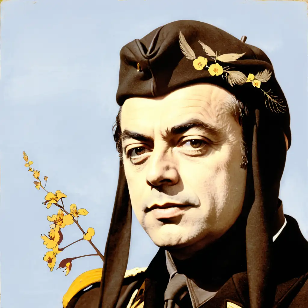 Author Antoine de SaintExupry Portrait with Aviator Hat and Pen