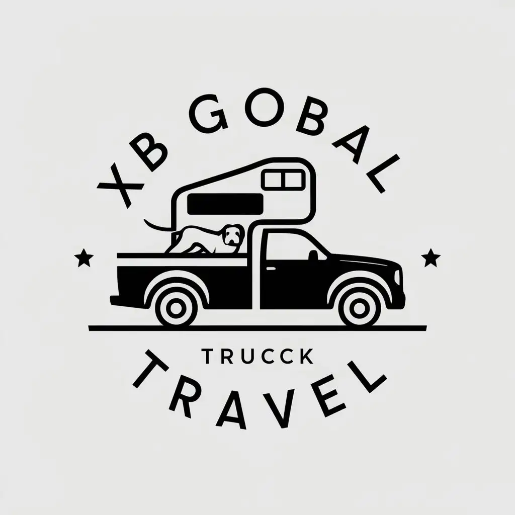 a vector logo design,with the text "XB Global Travel", main symbol:Global travel pickup truck RV dog,Moderate,be used in Travel industry,clear background