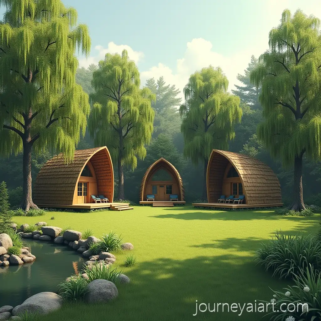 Willow-Tree-Houses-in-SemiCircular-Arc-withWillow-tree-houses-layout-Pond-and-Bridge