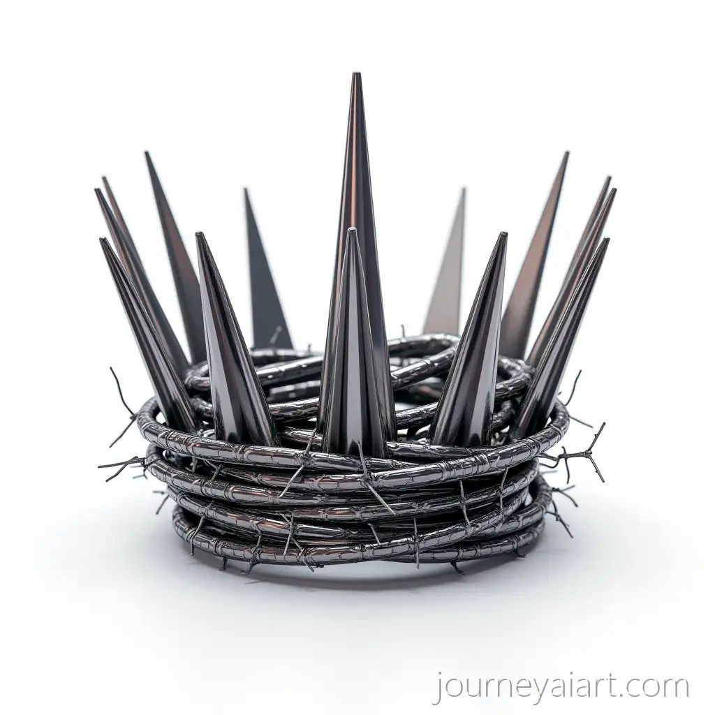 Futuristic-Abstract-Metallic-Crown-with-Barbed-Wire-and-Geometric-Design