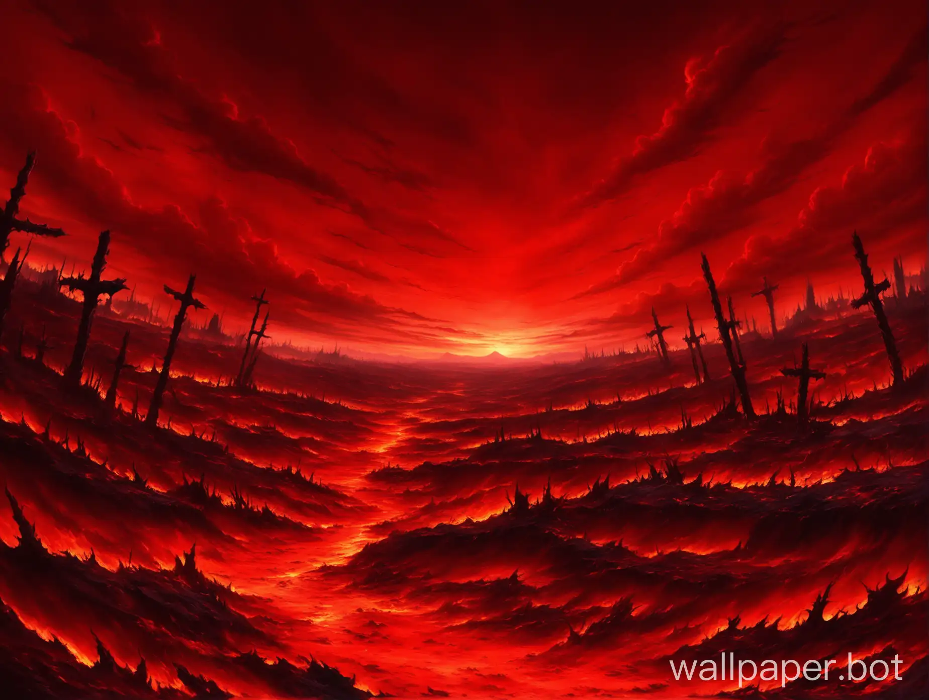 hell red sky landscape