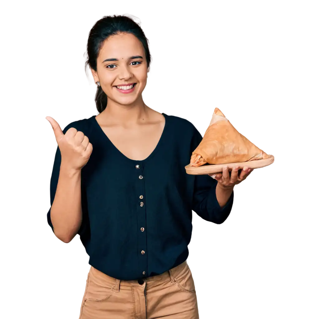 Happy-Girl-with-a-Samosa-in-Hand-HighQuality-PNG-Image-for-Web-and-Print-Use