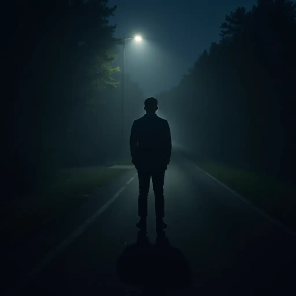 A man alone in dark night