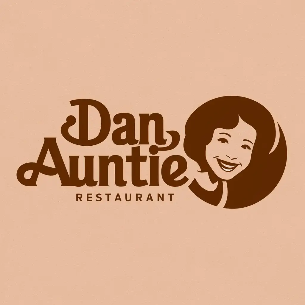 a logo design,with the text "Dan auntie", main symbol:beautiful woman,Moderate,be used in Restaurant industry,clear background