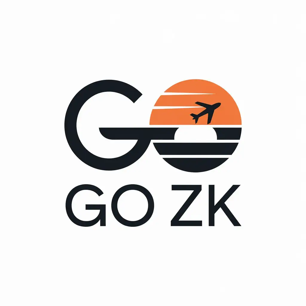 LOGO Design for GO ZK Minimalistic Sunset and Travel Plane Theme with Clear Background