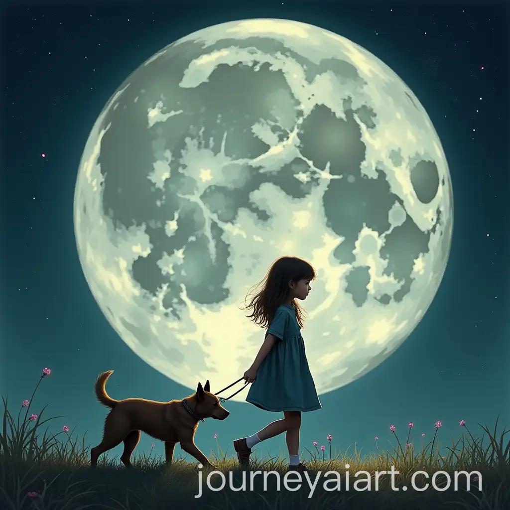 A-Girl-and-Her-Dog-Walking-Under-a-Moonlit-Sky