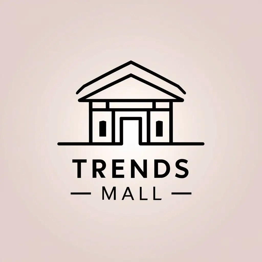 a vector logo design,with the text "Trends Mall", main symbol:shopping mall,Minimalistic,be used in Retail industry,clear background