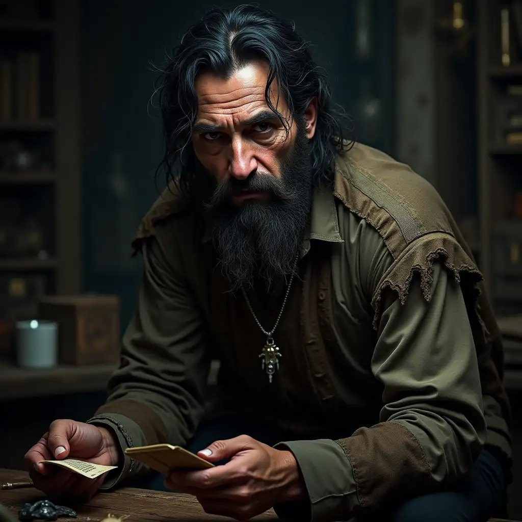 Fantasy-Medieval-Man-with-Unkempt-Hair-in-a-Dark-Workshop-Holding-Arcane-Tools